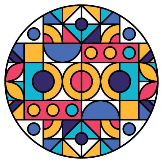 a circle colourful window film