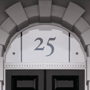 Plain arch house number window light window film with vertical bar design