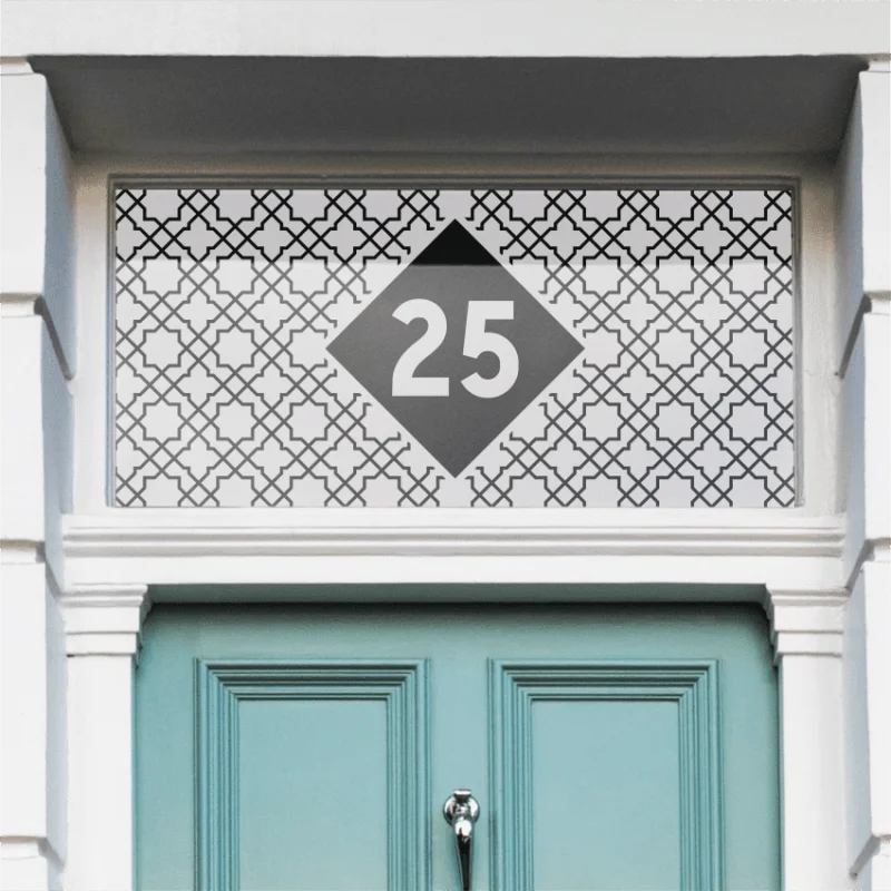 Patterned house number window light window film with diamond with Moroccan pattern