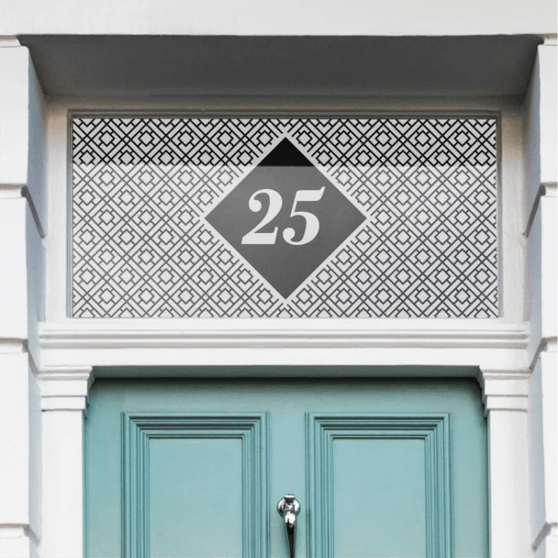 Patterned house number window light window film with diamond and geometric pattern
