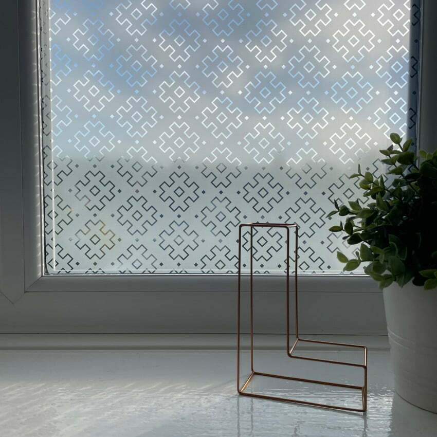 Frosted Privacy Window film with Mahogany Patterned Design