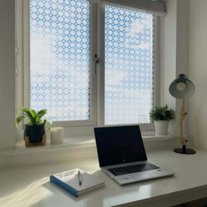 Rose frosted patterned window film installed onto window
