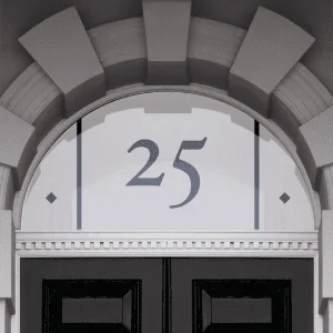 Plain arch house number window light window film with vertical bar design