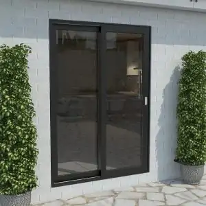 Patio doors with 20% darkness window tinting film applies to clear glass