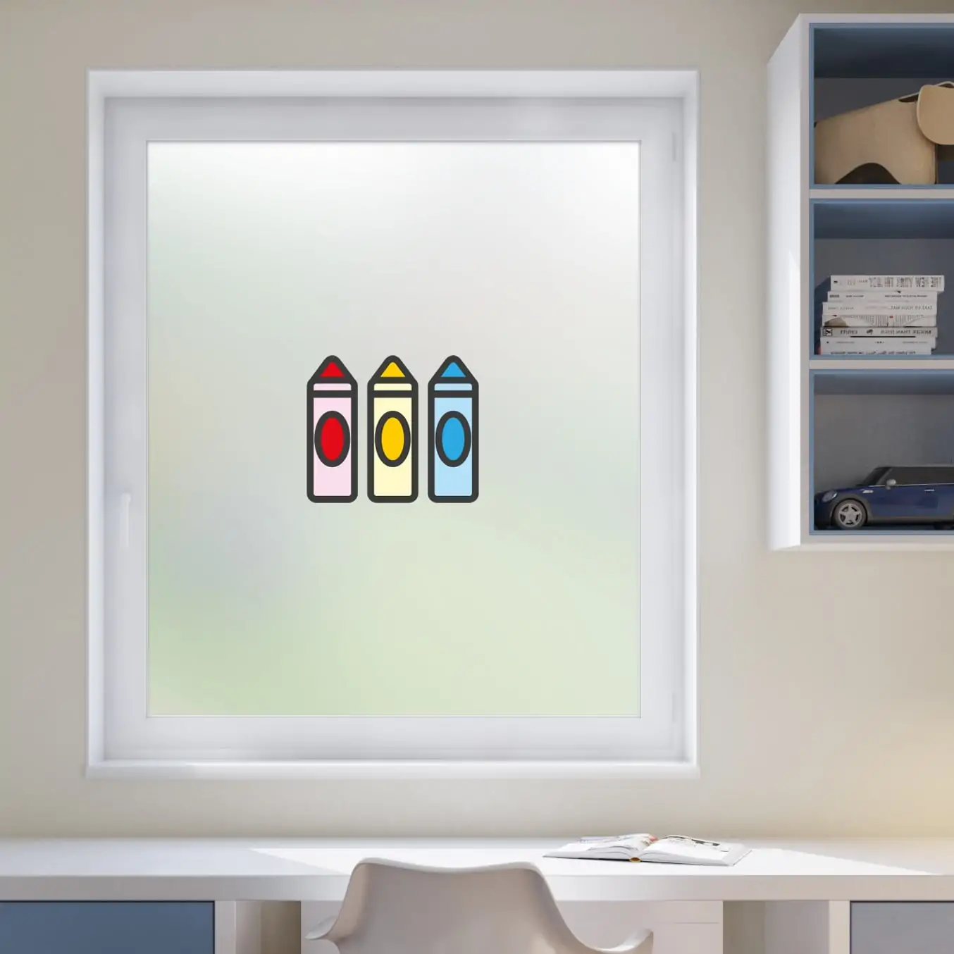 Crayons Squares Centrepiece Window Film