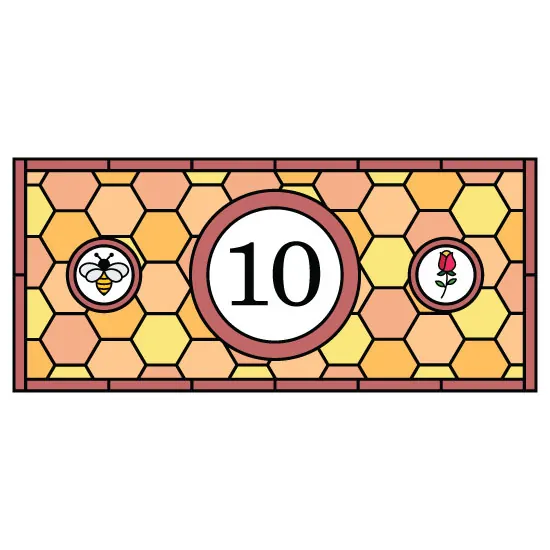 honey comb stained glass window film with central door number