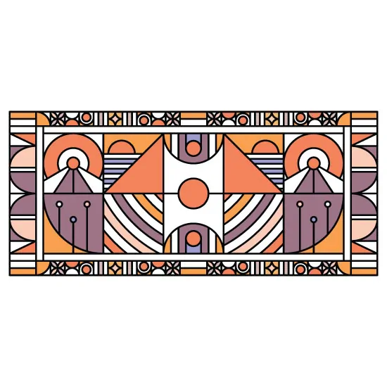 abstract stained glass window film in orange and purple