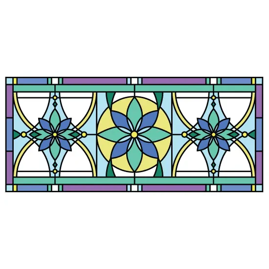 blue floral stained glass window film
