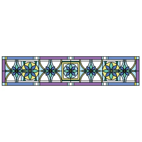 blue flower stained glass wide window film