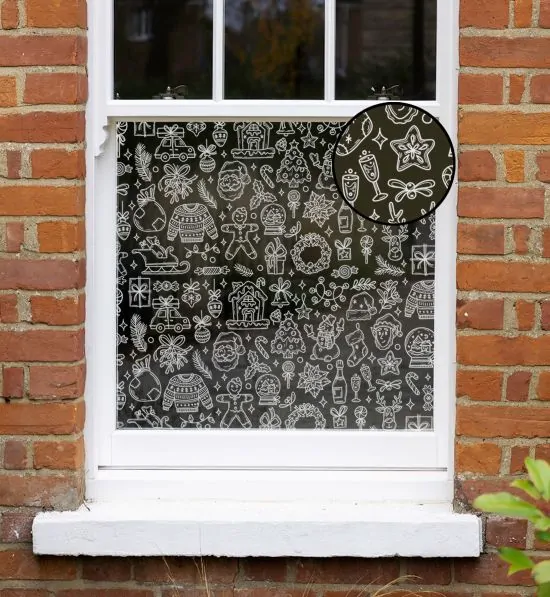 Christmas window film, doodle window film