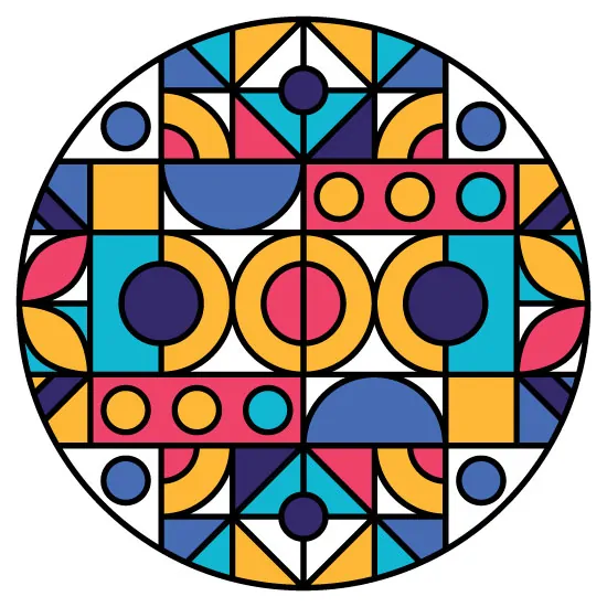 a circle colourful window film
