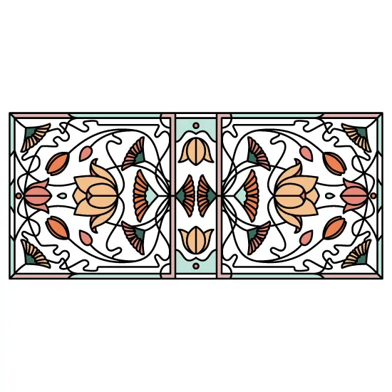 flower stained glass window film in landscape