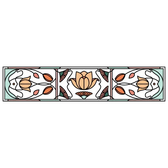 flower stained glass window film in blue and orange