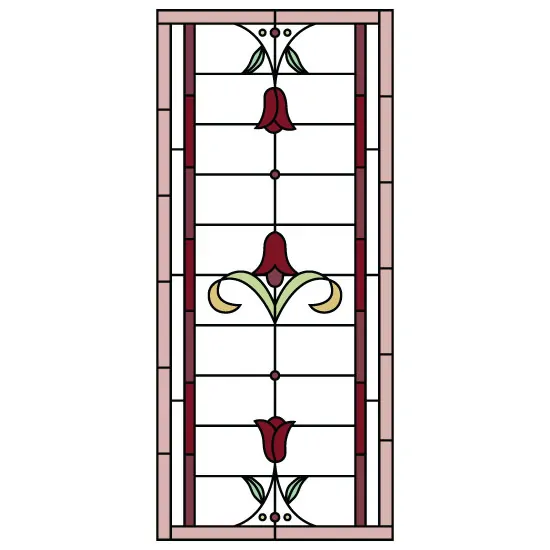 a pink stained glass window film with a large central flower