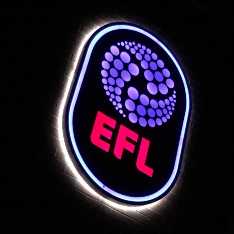 efl illuminated signage in preston HQ