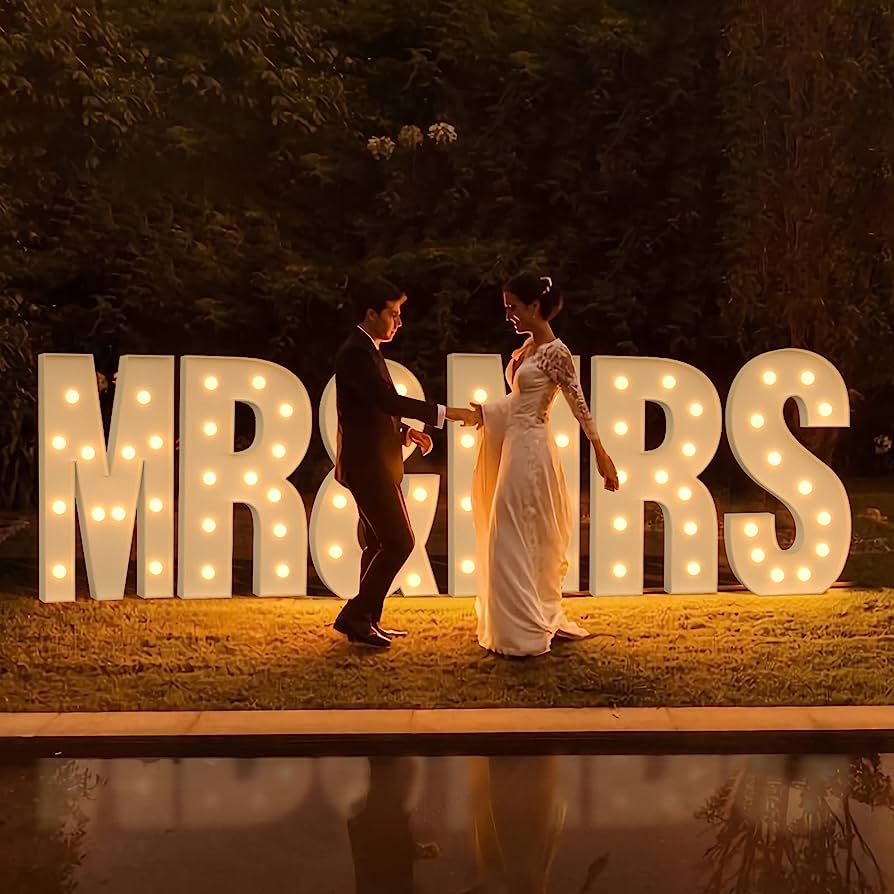 Large Mr & Mrs light up letters for weddings 