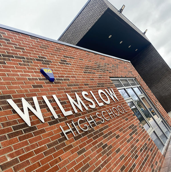 school signage for wilmslow high school